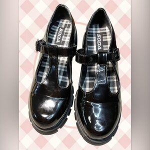 Soda Women's Chunky Platform Black Mary Jane Shoes Size 11
